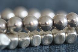 Bracelet in silver rounded cube bead (B0033)