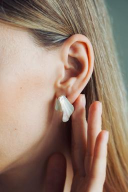 Handmade leave shape stud earrings in silver or partial gold finish (E0216)