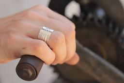 Handmade open band silver ring with 3 silver wire loops (R0033)