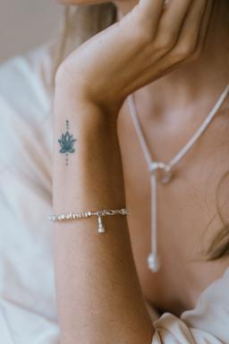 Handmade simple silver nuggets mindfulness bracelet (B0094)