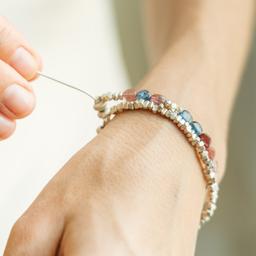 Semi precious stones pull-string bracelet (B0098)