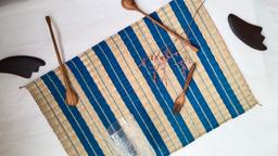 2 pieces eco-friendly sedge jute placemat blue stripe