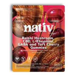 Nativ Reishi Mushroom, CBD, L-Theanine, GABA & Tart Cherry Gummies - Tart Cherry Flavor